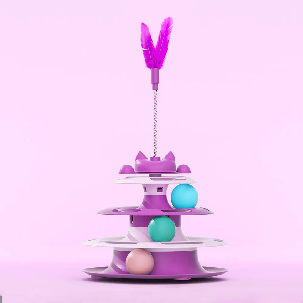 Cat Toys for Self-Entertainment | Interactive Turntable, Teaser Wand & Balls