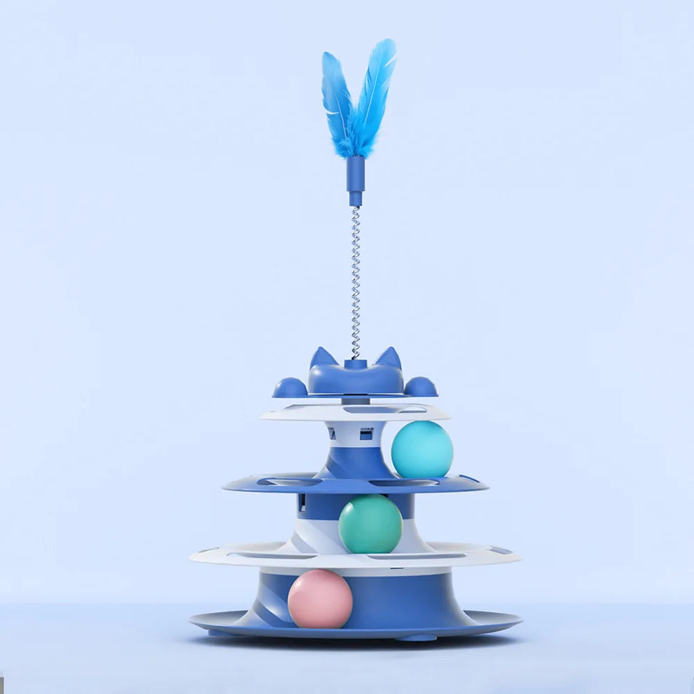Cat Toys for Self-Entertainment | Interactive Turntable, Teaser Wand & Balls