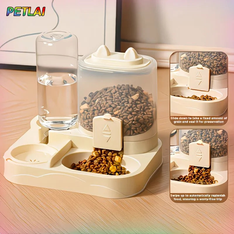 2-in-1 Cat Feeding Station — Separate Dry & Wet Food Bowls