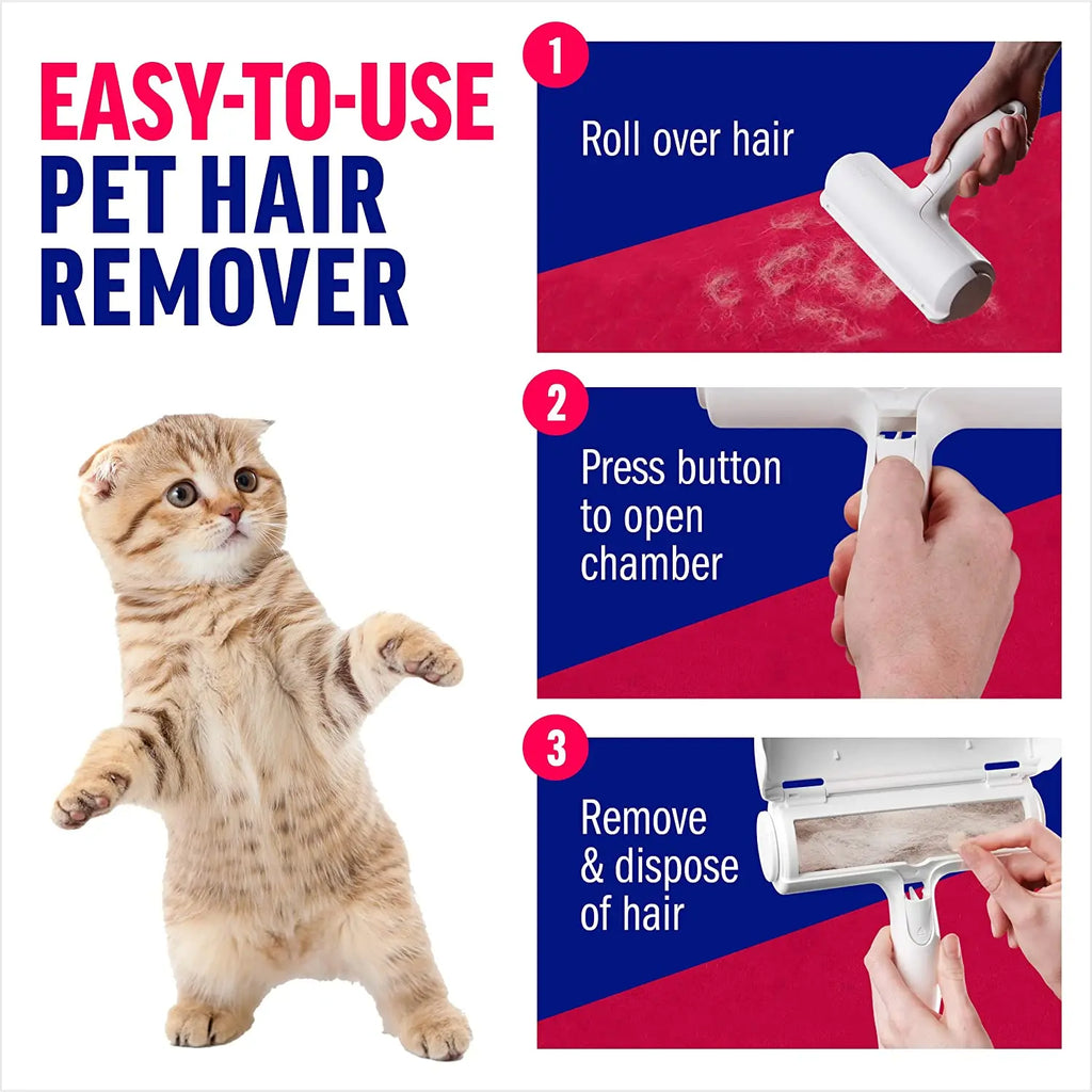 Self-Cleaning Pet Hair Remover Roller for Furniture & Clothes