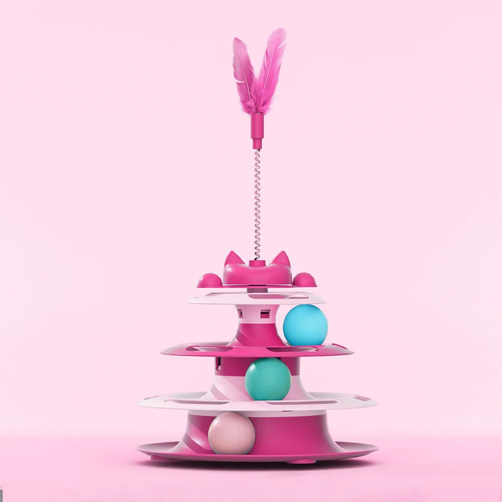 Cat Toys for Self-Entertainment | Interactive Turntable, Teaser Wand & Balls