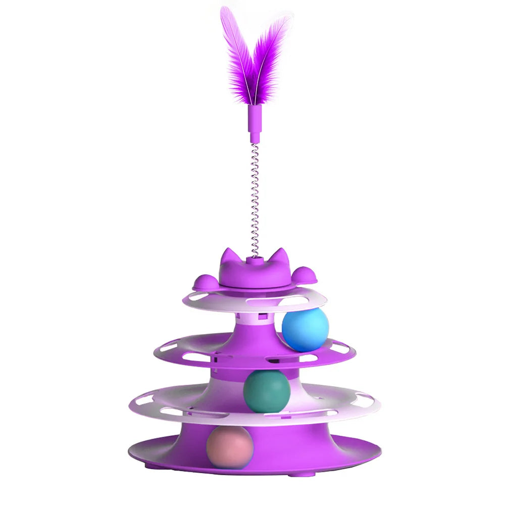 Cat Toys for Self-Entertainment | Interactive Turntable, Teaser Wand & Balls