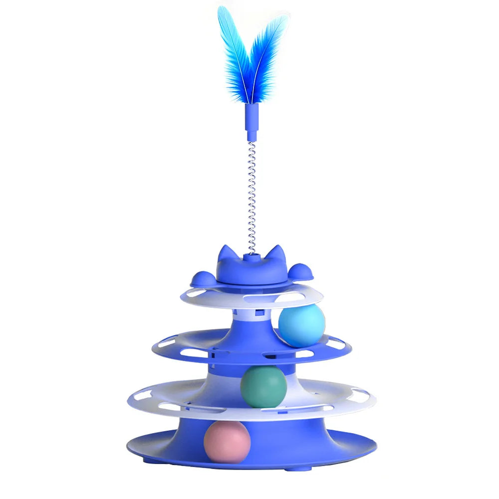 Cat Toys for Self-Entertainment | Interactive Turntable, Teaser Wand & Balls