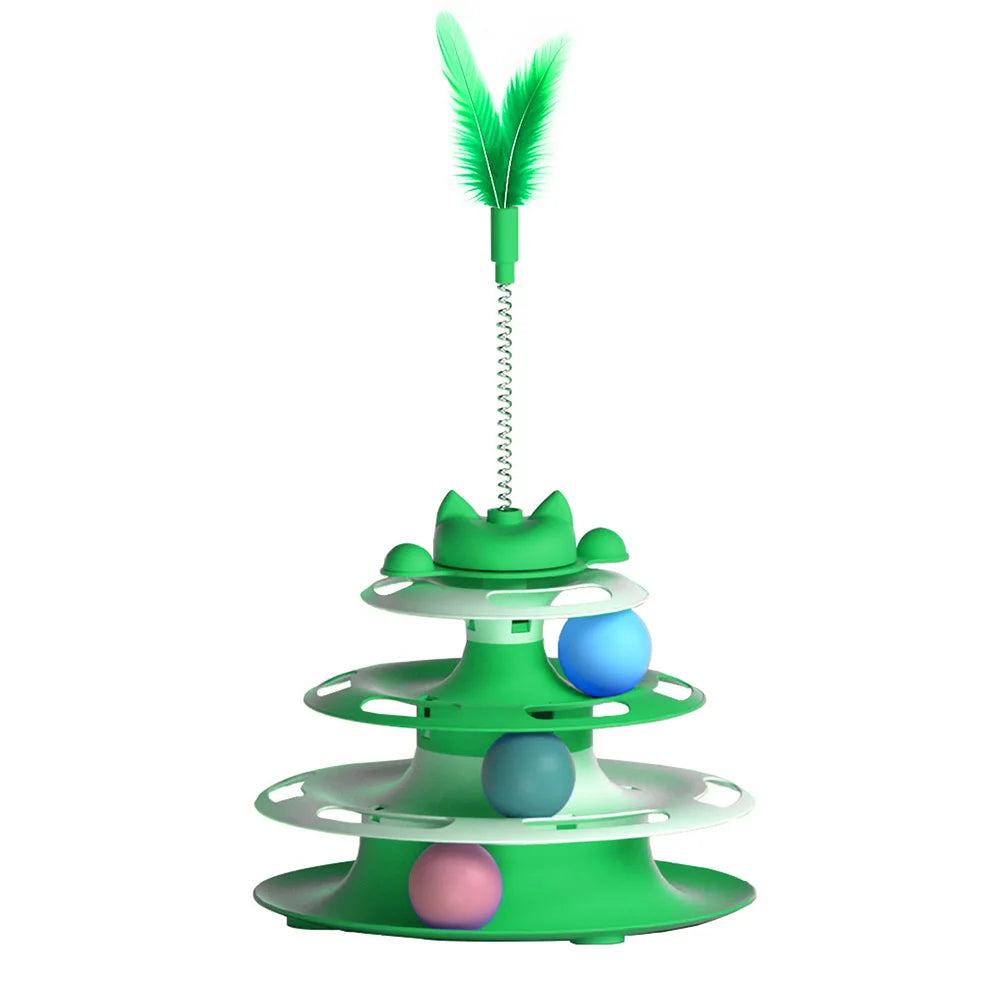 Cat Toys for Self-Entertainment | Interactive Turntable, Teaser Wand & Balls