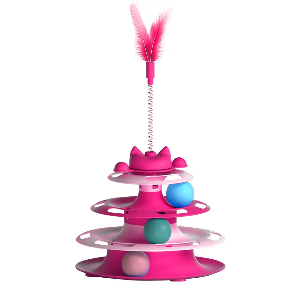 Cat Toys for Self-Entertainment | Interactive Turntable, Teaser Wand & Balls