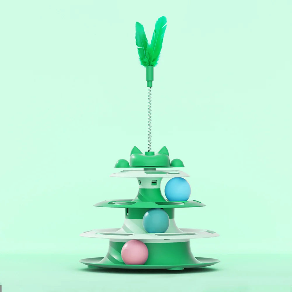 Cat Toys for Self-Entertainment | Interactive Turntable, Teaser Wand & Balls